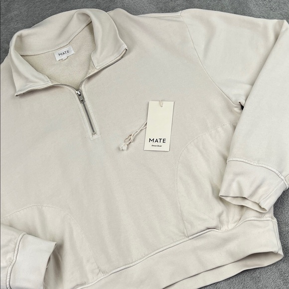 NEW MATE The Label L 100% Organic Cotton Overisized Relaxed Fit Half-Zip Sweater - Picture 1 of 16